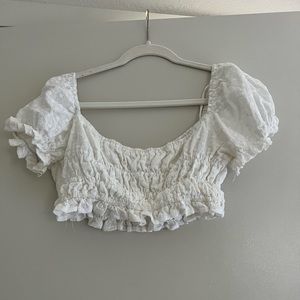*like new* eyelet crop top with puff sleeves
